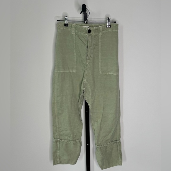 Zara Green Cargo Pants High-Waisted Relaxed Fit - Picture 1 of 11